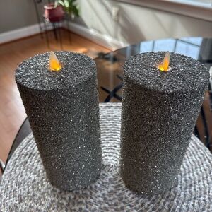 Silver Glitter Flameless Candles